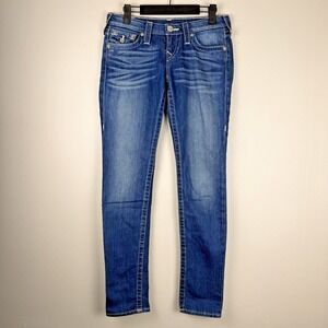 True Religion Skinny Jeans Women's 26 (29x30) Blue Denim‎ Low-Rise Light Wash